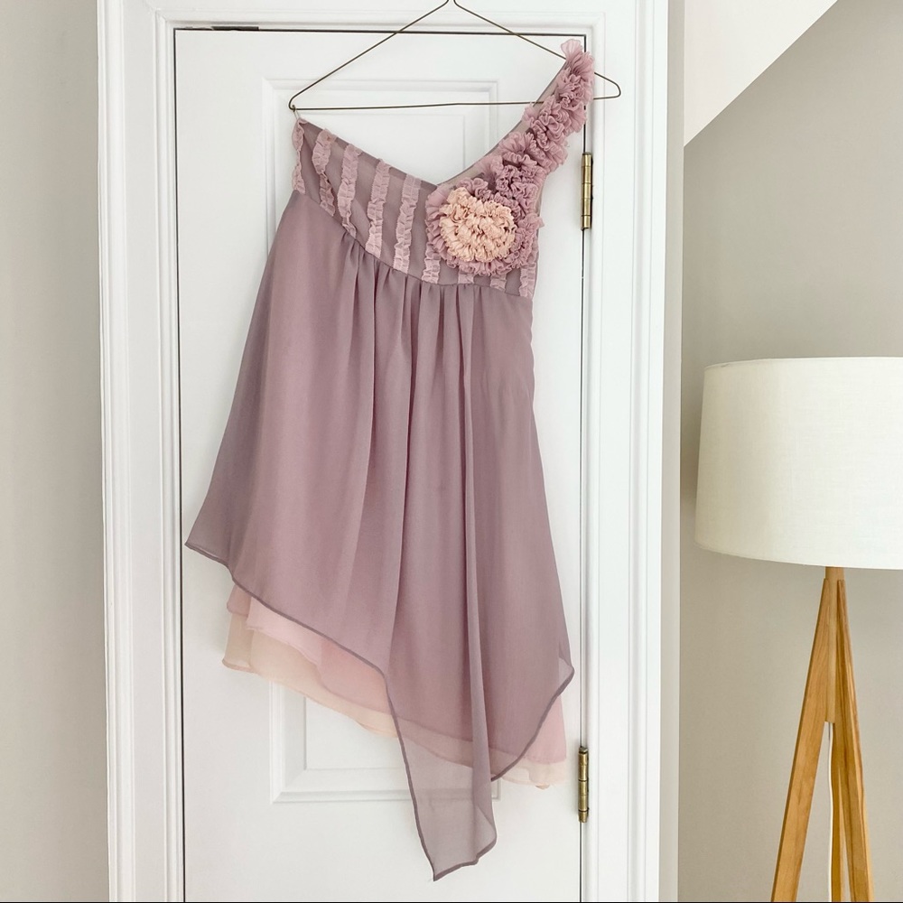 Flower Corsage Shoulder Dress